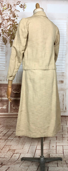 Rare Original 1930s Vintage Asymmetric Cream Rayon Faille Skirt Suit