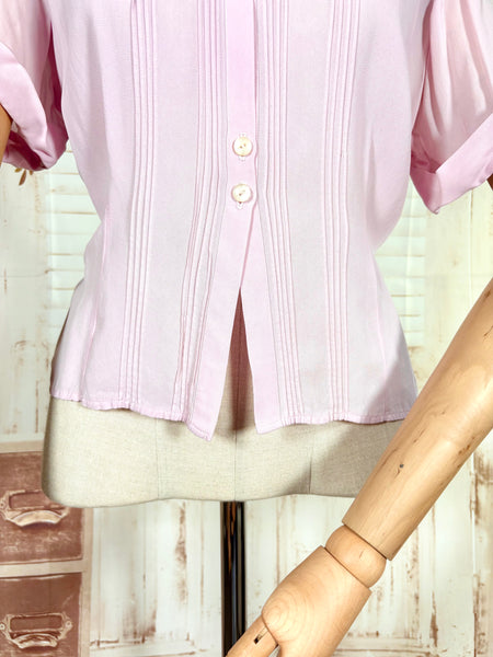 Lilac 1940s Pin Tuck Blouse By Bourne & Hollingsworth
