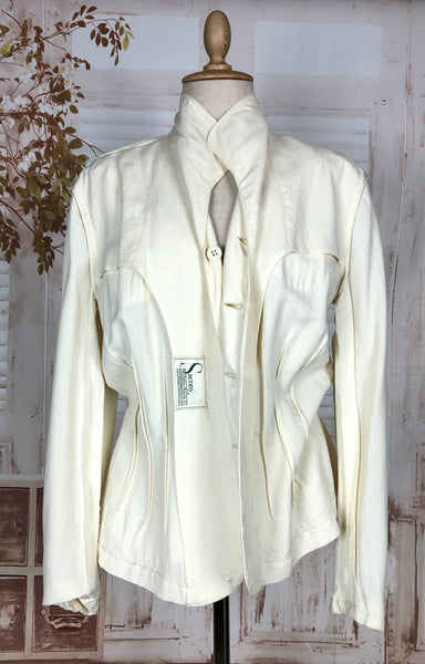 Stunning Original 1940s Volup Vintage White Summer Weight Blazer By Sacony Palm Beach