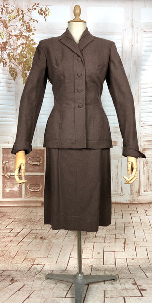 Gorgeous Milk Chocolate Brown 1940s Skirt Suit - Made in California