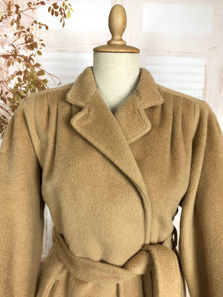 LAYAWAY PAYMENT 1 OF 2 - RESERVED FOR KARINA - Exquisite Original 1940s Vintage Tan Wool Belted Wrap Coat