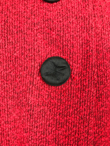 Exquisite Volup Lipstick Red 1940s Boucle Swing Coat With Huge Bishop Sleeves