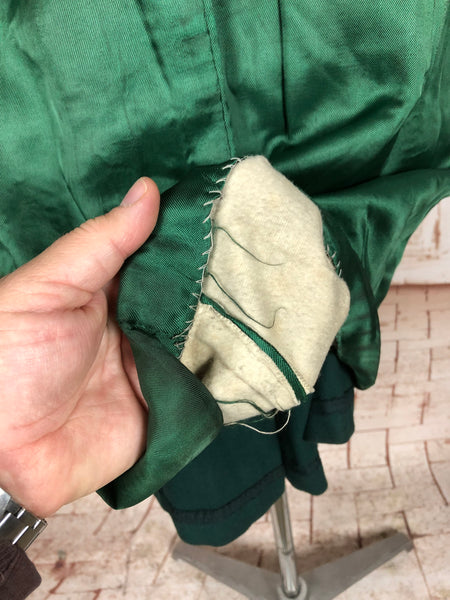 Stunning Forest Green Original 1940s Belted Princess Coat