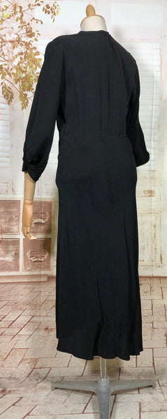 Incredible Avant Garde 1930s Black Evening Dress With Statement Sleeves