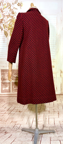 Fabulous Late 1940s Red And Black Check Coat By Betty Rose