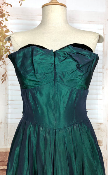 Wonderful Original 1950s Vintage Teal Taffeta Dress And Bolero Set By Jonathan Logan