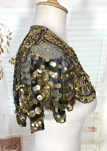 Exceptional 1930s Gold Sequin Eveningwear Capelet