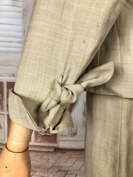 Beautiful Classic 1940s Vintage Cream Tan Summer Suit By Crestview California