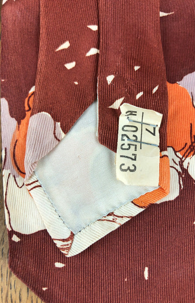 1940s Brown, Orange & Lilac Grey Novelty American Rayon Swing Tie – Cohama De Luxe