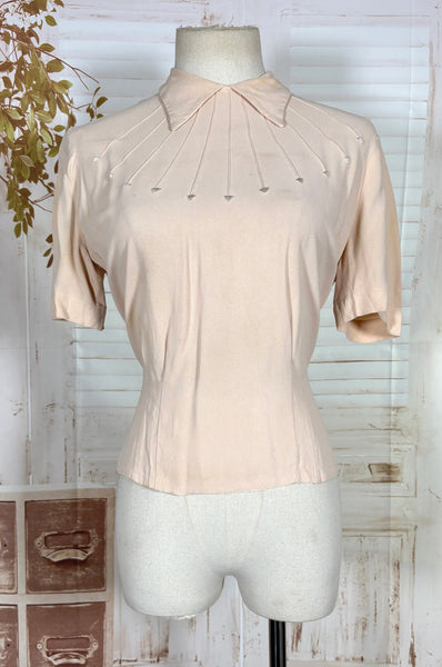 1940s Blush Pink Arrow Detail Blouse