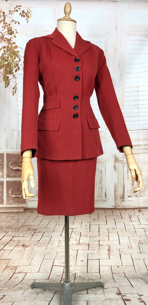 Stunning Original 1940s Vintage Deep Rust Red Skirt Suit