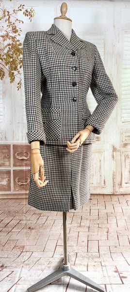 1940s Peck & Peck Houndstooth Scottish Wool Skirt Suit