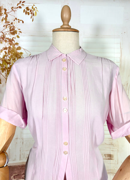 Lilac 1940s Pin Tuck Blouse By Bourne & Hollingsworth