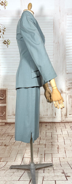 Exceptional Duck Egg Blue Tiered 1940s Suit