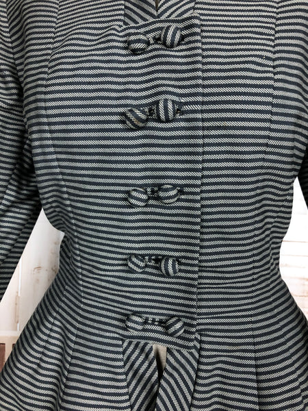Stunning Original 1950s Vintage Striped Lilli Ann Designer Blazer With Beautiful Peplum
