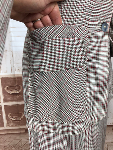 Beautiful Original Late 1940s / Early 1950s Micro Check Houndstooth Suit Life Savers By Kirkland Hall