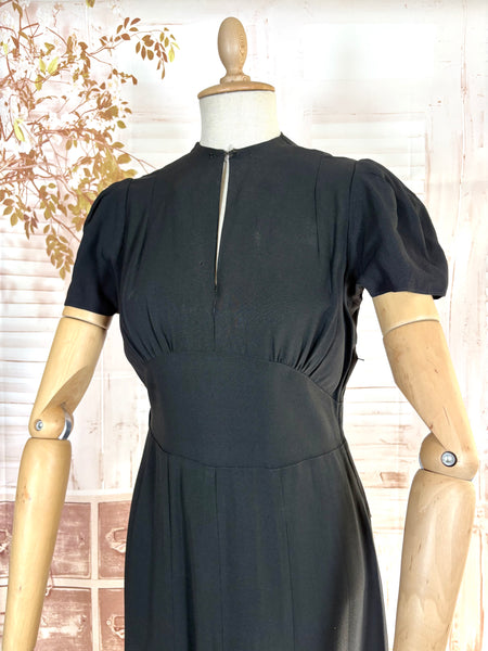 Exquisite 1930s Black Crepe Dress And Redingote Coat With Gold Filigree Buckle
