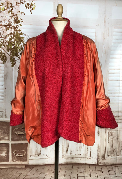 Fabulous Lipstick Red Late 1940s / Early 1950s Boucle Swing Coat
