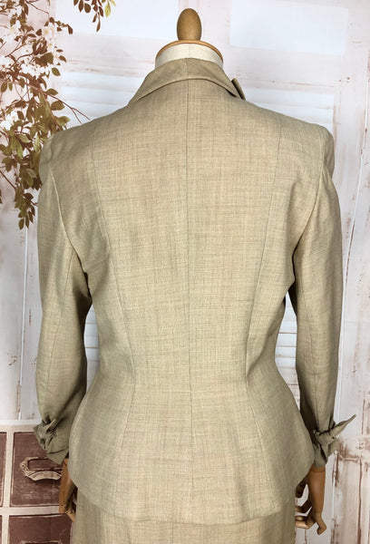 Beautiful Classic 1940s Vintage Cream Tan Summer Suit By Crestview California