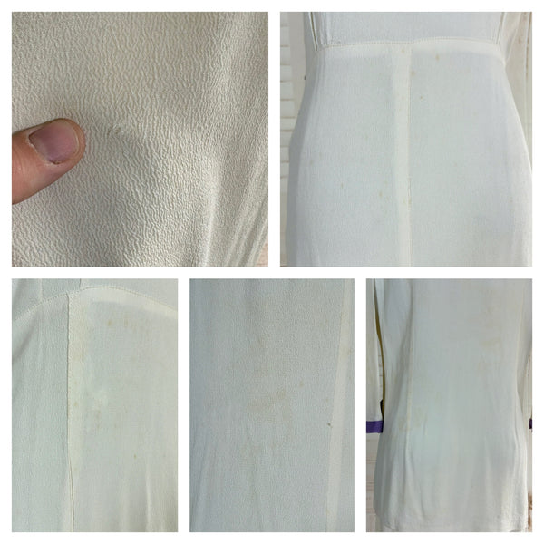 Rare White And Purple Colour Block 1930s Dress And Jacket Set