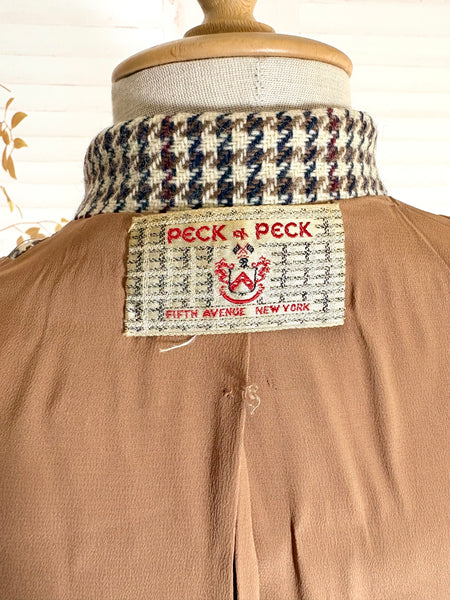 1940s Peck & Peck Houndstooth Scottish Wool Skirt Suit