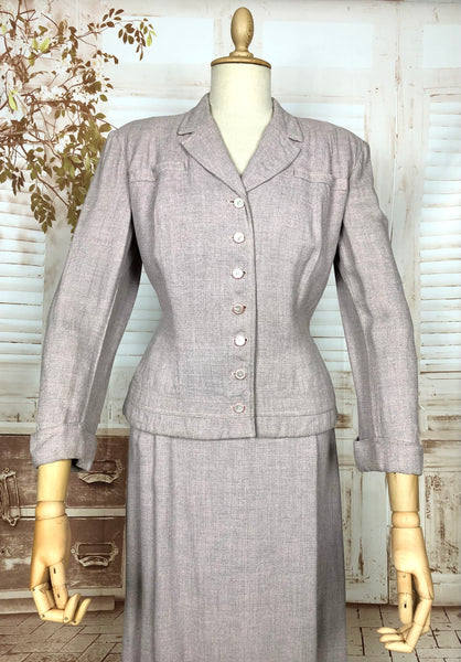 Fabulous Original Late 1940s / Early 1950s Heather Pink Lilac Skirt Suit By Glenhaven