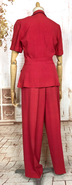 Exceptionally Rare Original 1940s Red Pant Suit By Hobbies Sportwear