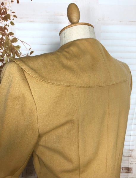 Incredible Mustard Yellow Original 1940s Vintage Double Breasted Skirt Suit