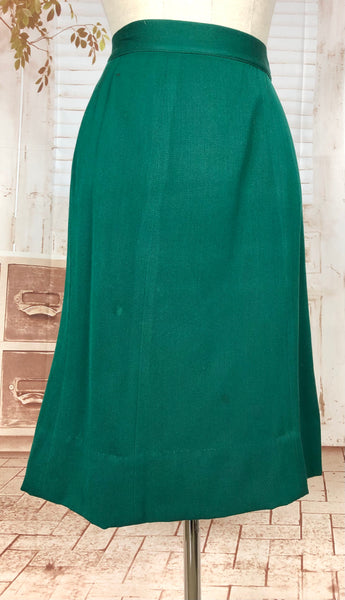 Amazing Original 1940s Vintage Emerald Green Gabardine Skirt Suit