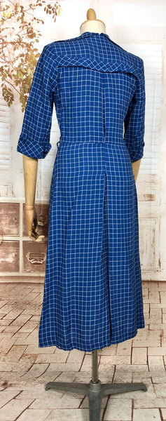 Fabulous Royal Blue Plaid 1940s Vintage Day Dress