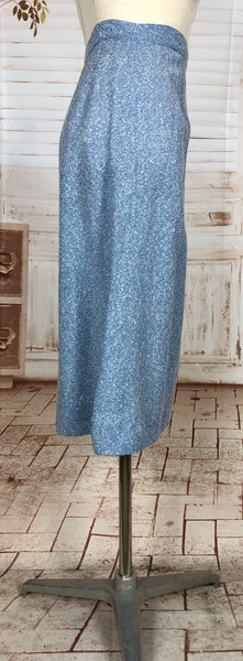Wonderful Late 1940s Sky Blue Belted Skirt Suit