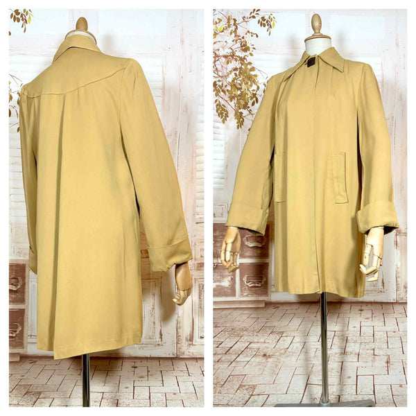 Fabulous Mustard Yellow 1940s Gabardine Swing Coat