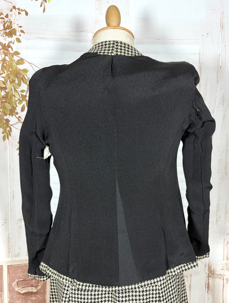 Super Structured 1940s Black And White Houndstooth Suit