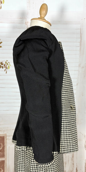 Super Structured 1940s Black And White Houndstooth Suit