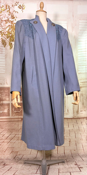Rare Volup 1940s Periwinkle Lilac Clutch Coat With Soutache Embroidery
