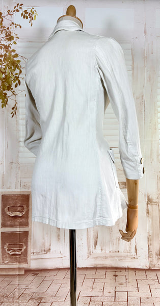 1930s White Self-Striped Lightweight Coat | Art Deco Era Vintage Jacket
