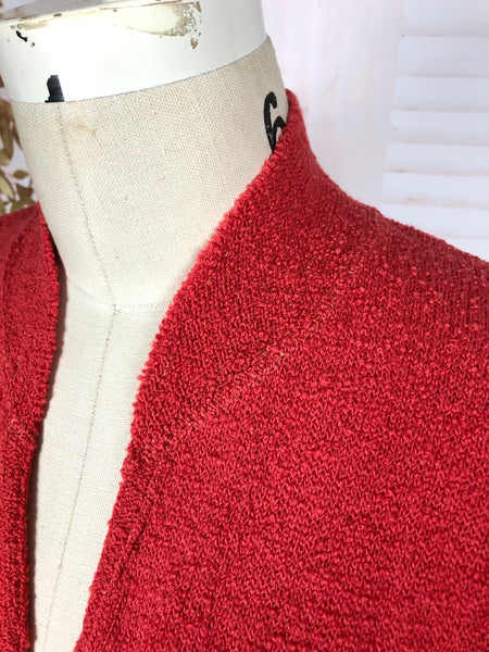 Stunning Late 1940s Vintage Lipstick Red Knit Dress By Kims By Kimberly