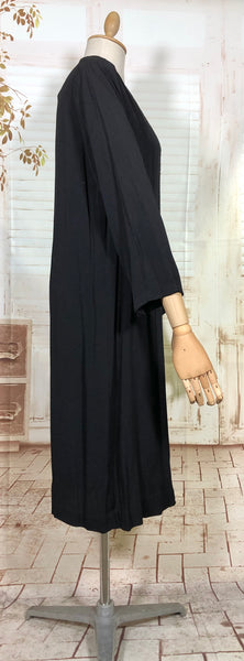 Classic Lightweight 1930s Black Crepe Coat With Soutache Trim