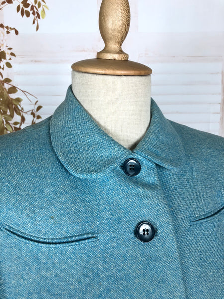 Amazing Original 1940s Vintage Sky Blue Skirt Suit By Handmacher