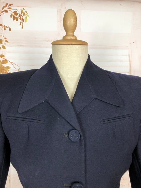 RESERVED FOR AUGGIE - Classic Navy Blue 1940s Suit With Dagger Collar