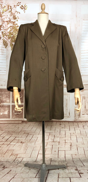 Wonderful 1940s Milk Chocolate Brown Gabardine Coat