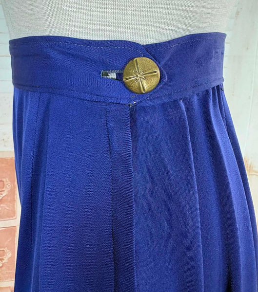 Exquisite Royal Blue 1940s Gabardine Suit With Western Stitching Detail