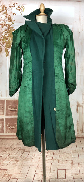 Stunning Forest Green Original 1940s Belted Princess Coat