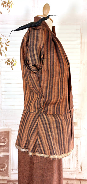 Lightweight Wool 1940s Rust Brown Striped Volup Suit