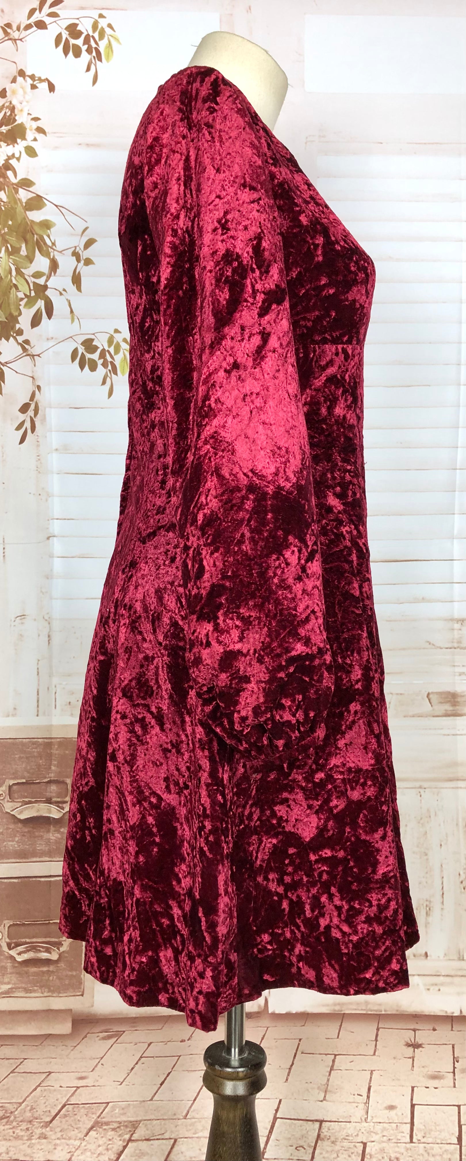 forbidden fruit red velvet dress Forbidden Fruit Velvet Dress 1970s Deep Red