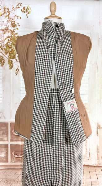 1940s Peck & Peck Houndstooth Scottish Wool Skirt Suit