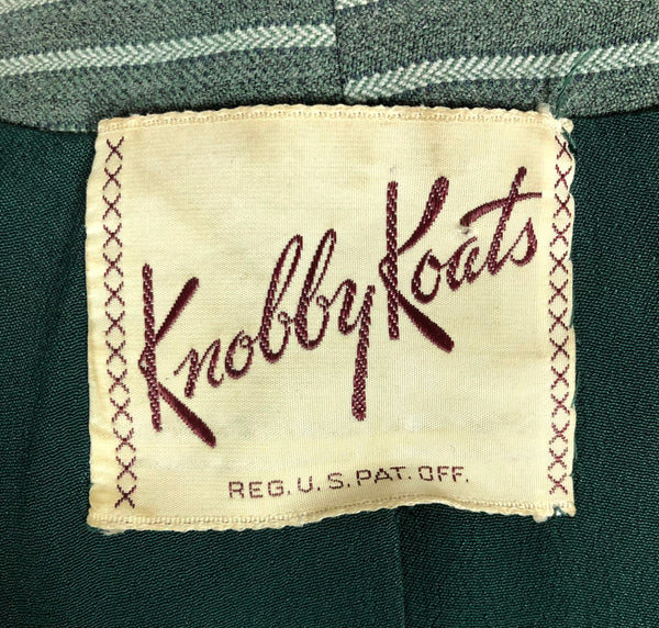 Exquisite Original 1940s Vintage Forest Green Striped Blazer By Knobby Koats