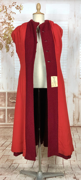 Incredible Original 1940s Red Princess Coat With Astrakhan Collar