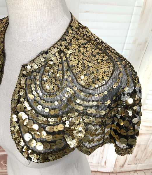 Exceptional 1930s Gold Sequin Eveningwear Capelet