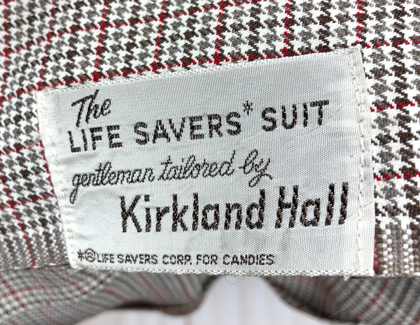 Beautiful Original Late 1940s / Early 1950s Micro Check Houndstooth Suit Life Savers By Kirkland Hall